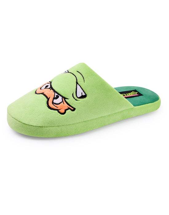 Teenage Mutant Ninja Turtles Character Face Mens Green Mule Slippers