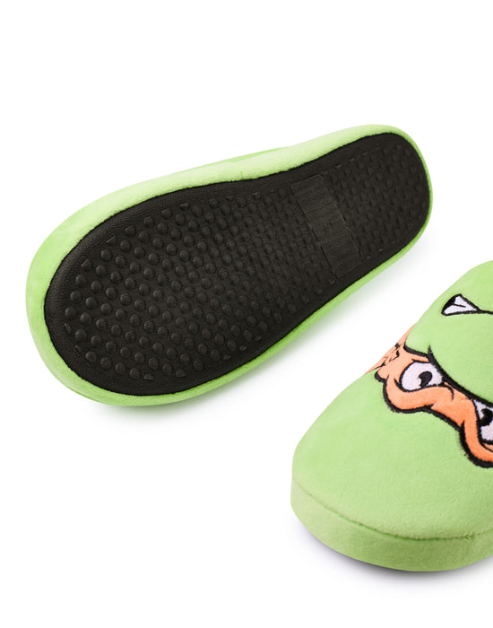 Teenage Mutant Ninja Turtles Character Face Mens Green Mule Slippers