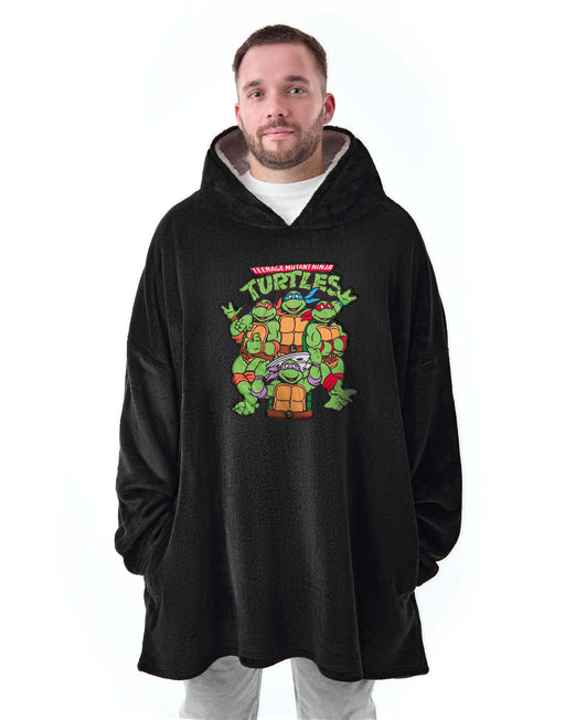 Teenage Mutant Ninja Turtles Group Applique Mens Black Blanket Hoodie