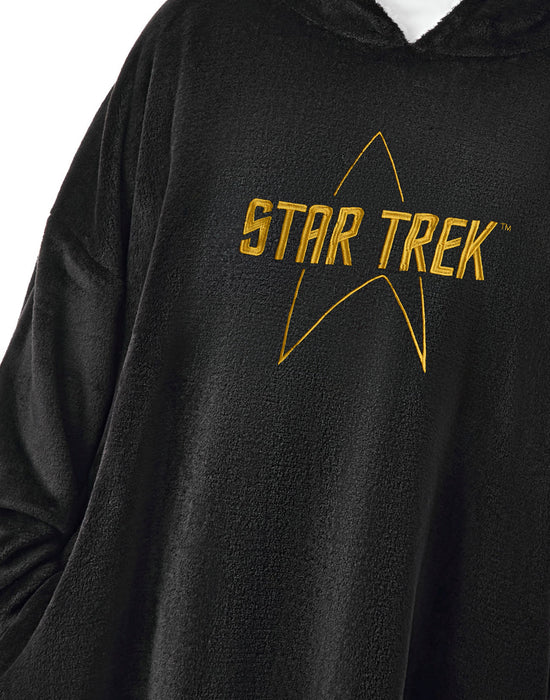 Star Trek Embroidered Logo Mens Black Blanket Hoodie