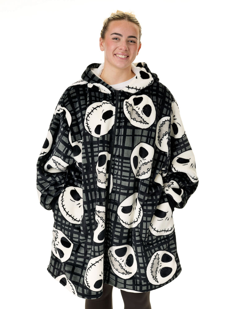 Disney Jack Skellington Unisex Black Zip Through Blanket Hoodie