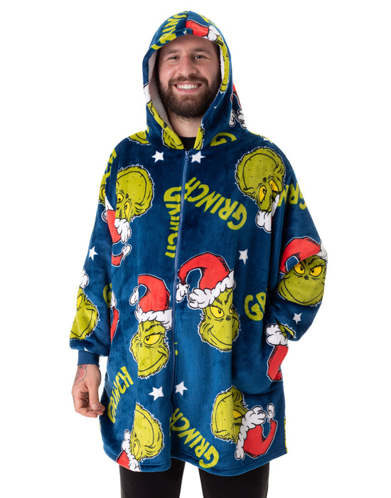 The Grinch Adults Zip Through Blanket Hoodie Vanilla Underground