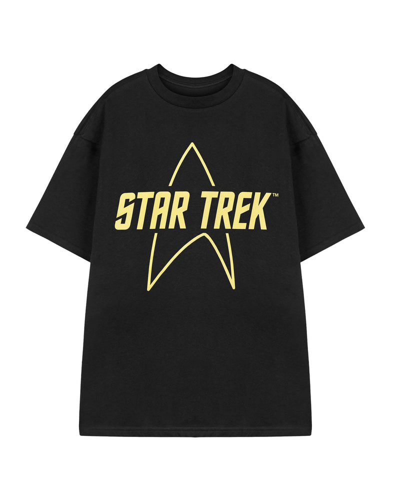 Star Trek Yellow Logo Mens Black Short Sleeved T-Shirt