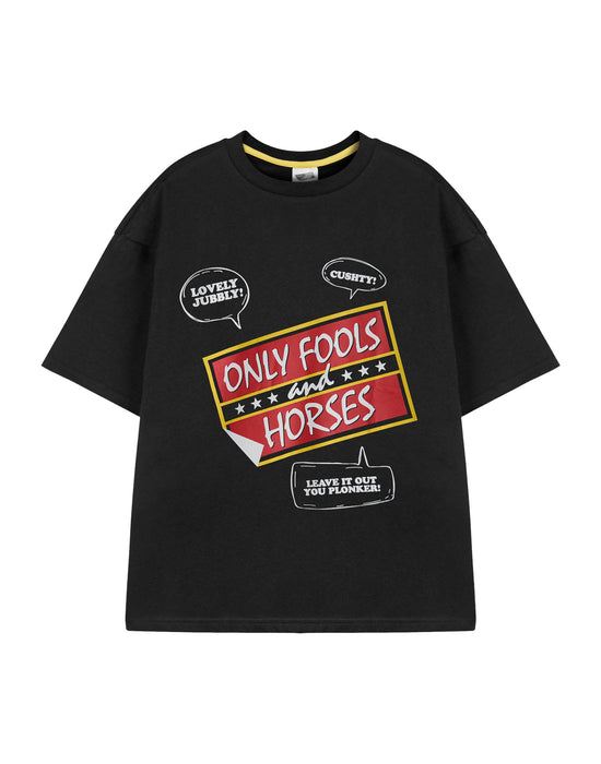 Only Fools And Horses Logo Mens Black Short Sleeve Long Leg Pyjama Set