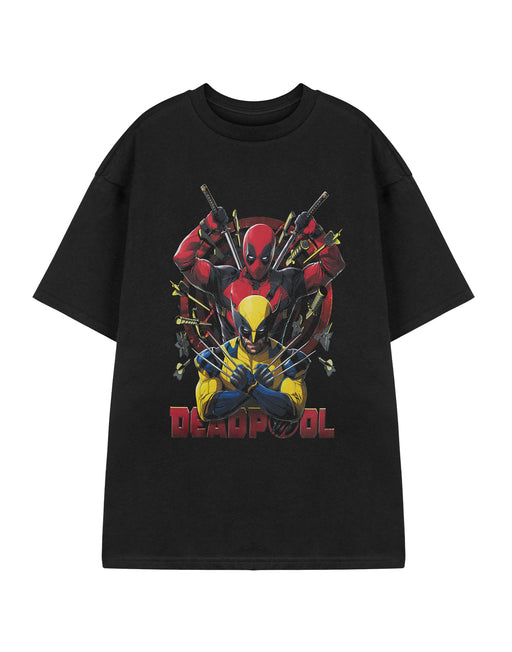 Marvel Deadpool Deadpool & Wolverine Knives Mens Black Short Sleeved T-Shirt