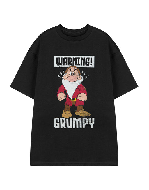 Disney Snow White & The Seven Dwarfs Warning Grumpy Mens Black Short Sleeved T-Shirt