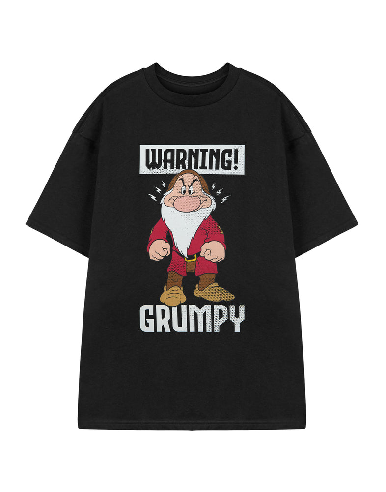 Disney Snow White & The Seven Dwarfs Warning Grumpy Mens Black Short Sleeved T-Shirt