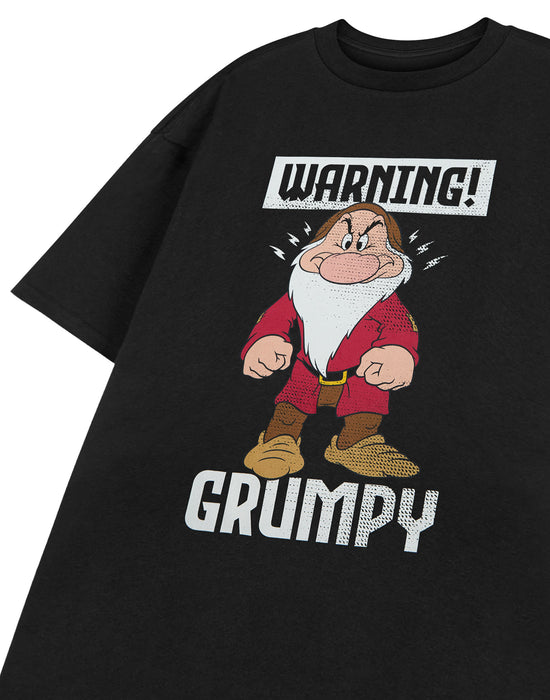 Disney Snow White & The Seven Dwarfs Warning Grumpy Mens Black Short Sleeved T-Shirt