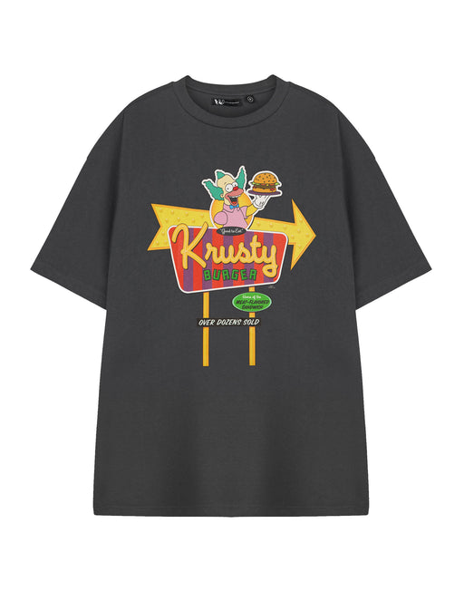 The Simpsons Krusty Burger Mens Grey Short Sleeved T-Shirt