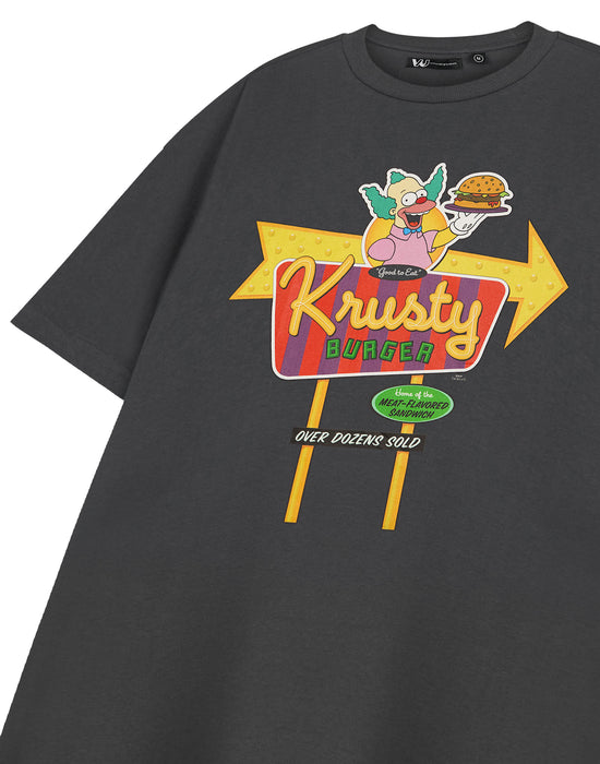 The Simpsons Krusty Burger Mens Grey Short Sleeved T-Shirt