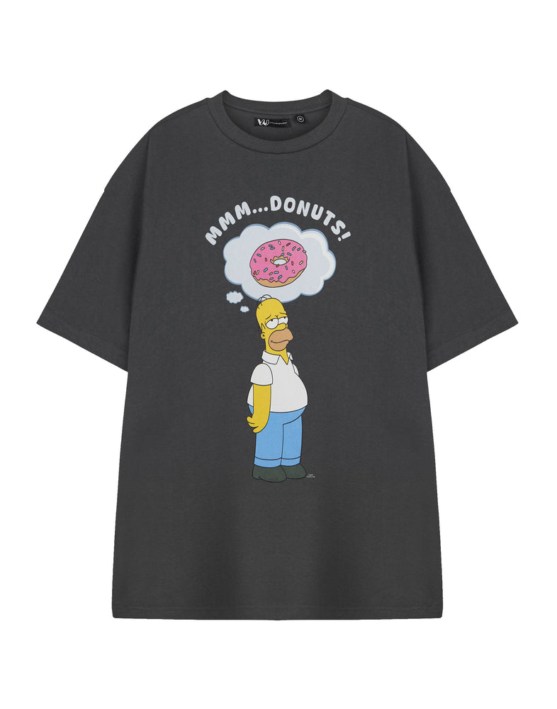 The Simpsons Donuts Mens Grey Short Sleeved T-Shirt