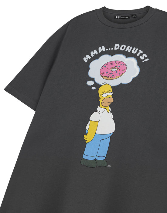 The Simpsons Donuts Mens Grey Short Sleeved T-Shirt