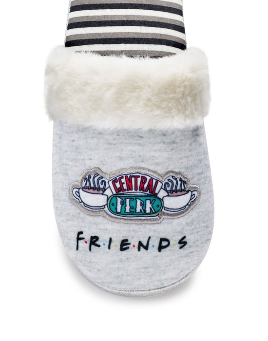 Friends Women's Slippers Central Perk Ladies Fluffy Shoes - Grey