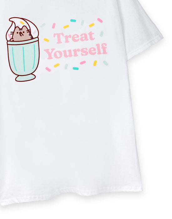 Pusheen Treat Yourself Womens White Short Sleeved T-Shirt