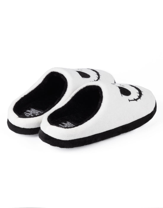 Disney Jack Skellington Womens White Mule Slippers