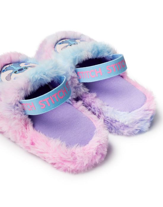 Disney Fluffy Ombre Stitch Character Womens Multicoloured Slider Slippers