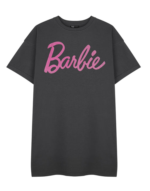 Barbie Logo T-shirt Dress Womens Grey Short Sleeved T-Shirt Dress