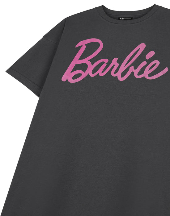 Barbie Logo T-shirt Dress Womens Grey Short Sleeved T-Shirt Dress