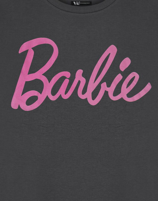 Barbie Logo T-shirt Dress Womens Grey Short Sleeved T-Shirt Dress