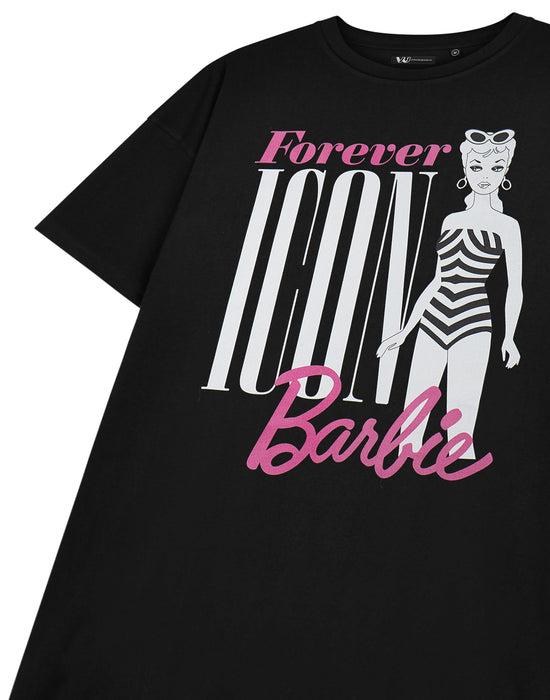 Barbie Forever Icon Womens Black Short Sleeved T-Shirt Dress