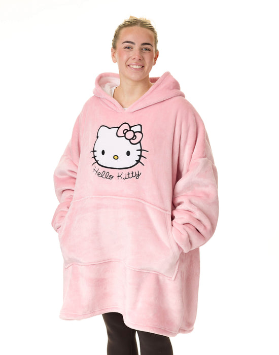 Hello Kitty Character Face Womens Pink Blanket Hoodie