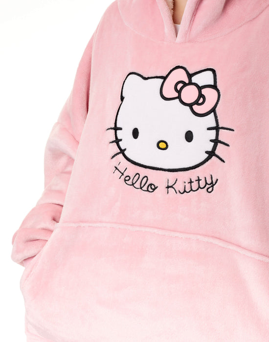 Hello Kitty Character Face Womens Pink Blanket Hoodie