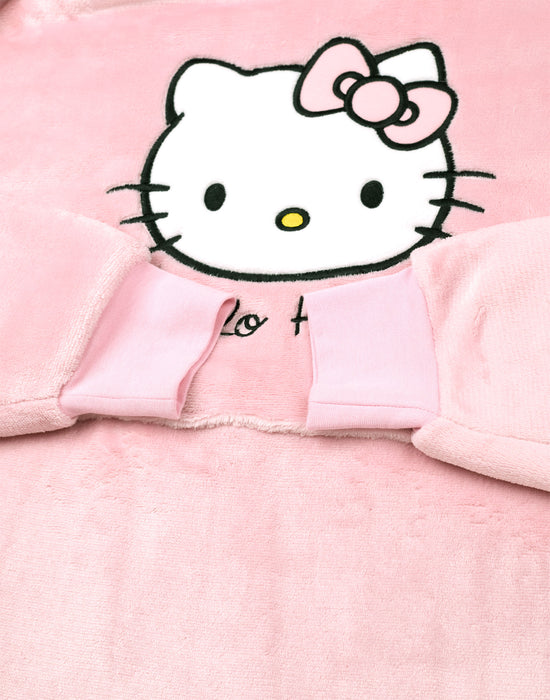 Hello Kitty Character Face Womens Pink Blanket Hoodie