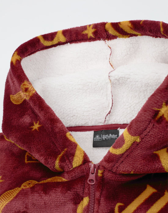 Harry Potter Icon All Over Womens Red Zip Through Blanket Hoodie