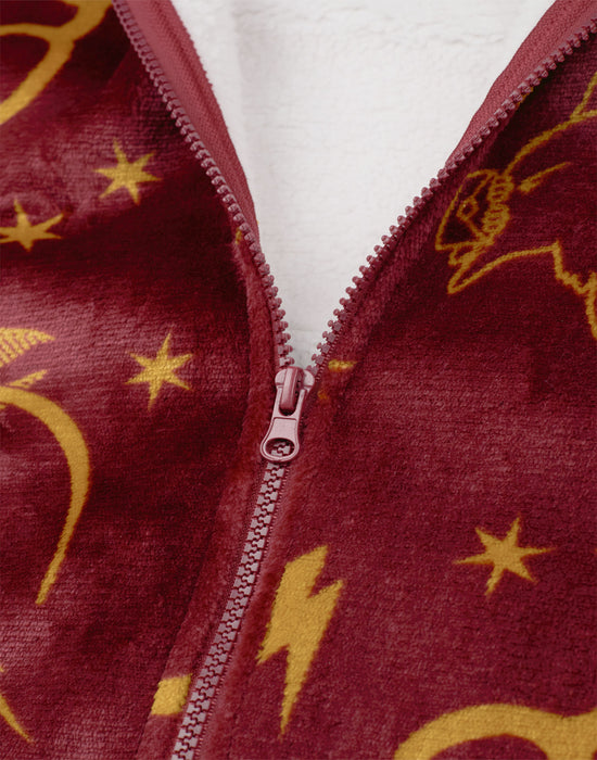 Harry Potter Icon All Over Womens Red Zip Through Blanket Hoodie