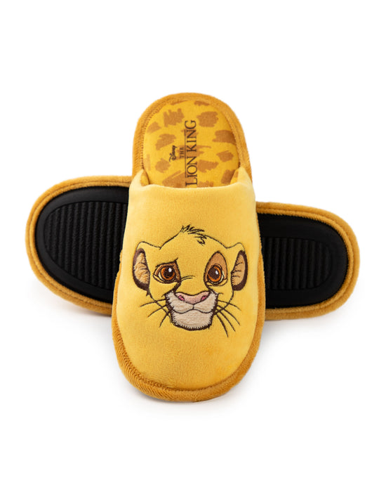 Disney The Lion King Simba Womens Yellow Mule Slippers