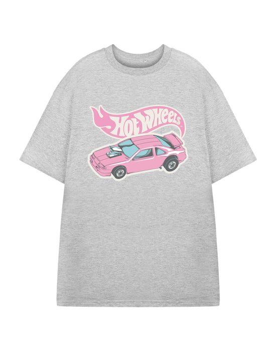 Hot Wheels Pink Car Womens Grey Short Sleeved T-Shirt