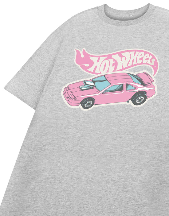 Hot Wheels Pink Car Womens Grey Short Sleeved T-Shirt