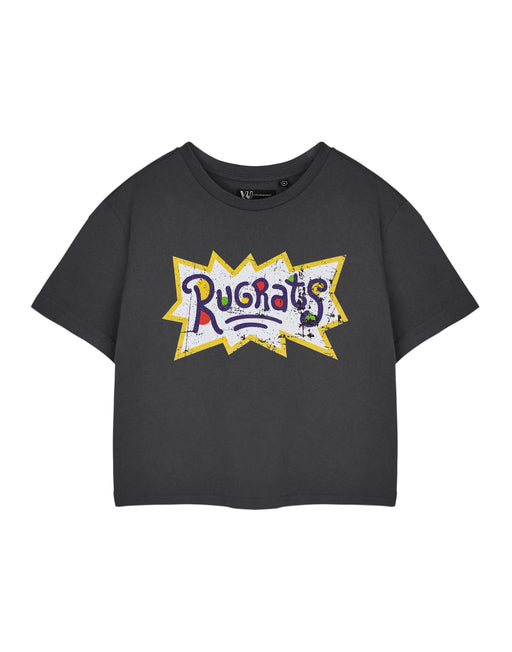 Rugrats Retro Logo Crop Womens Grey Cropped Short Sleeved T-Shirt