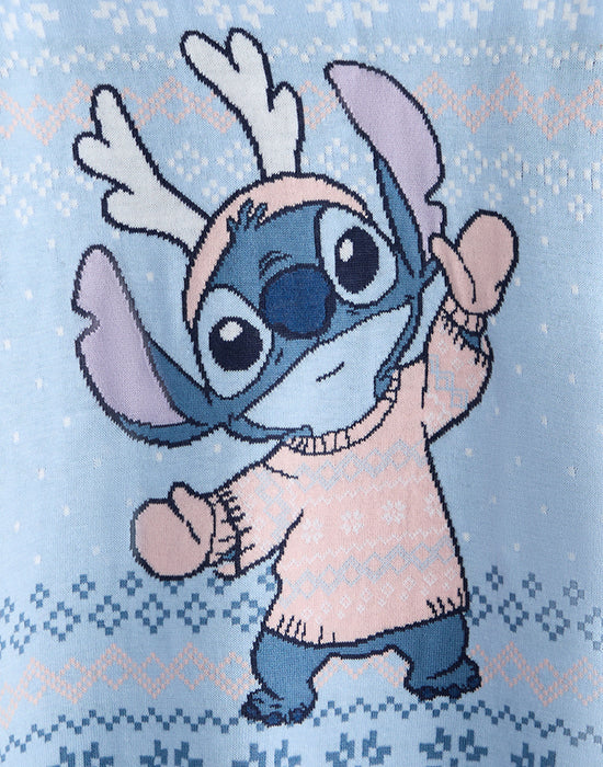 Disney Stitch Womens Blue Christmas Jumper