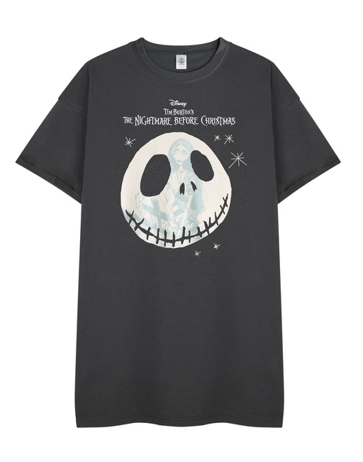 Disney The Nightmare Before Christmas Sally & Jack Womens Black Short Sleeve Nightdress