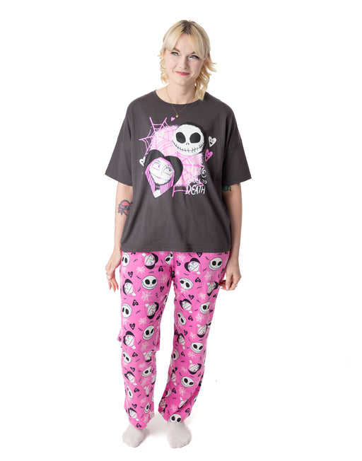 Disney The Nightmare Before Christmas Womens Black & Pink Pyjama Set