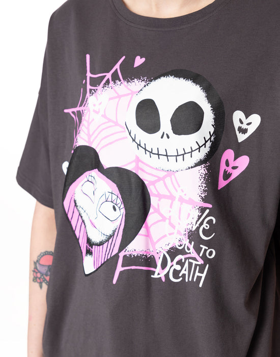 Disney The Nightmare Before Christmas Womens Black & Pink Pyjama Set