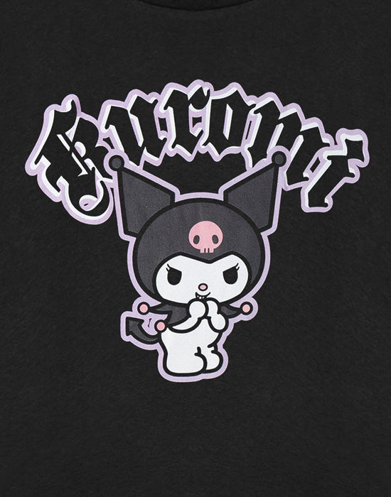 Hello Kitty Kuromi Cheeky Womens Black Short Sleeved T-Shirt