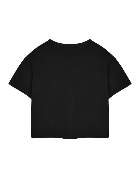 Annabelle Annabelle Womens Black Cropped Short Sleeved T-Shirt