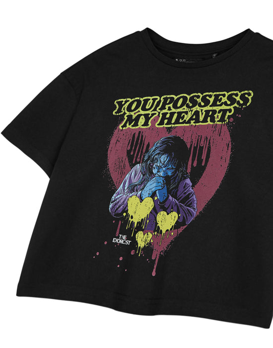 Exorcist You Possess my heart Crop Womens Black Cropped Short Sleeved T-Shirt