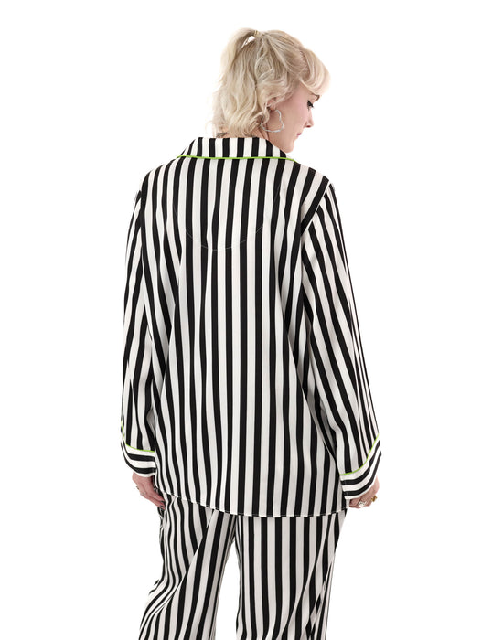 Beetlejuice Womens Black and White Striped Pyjama Set