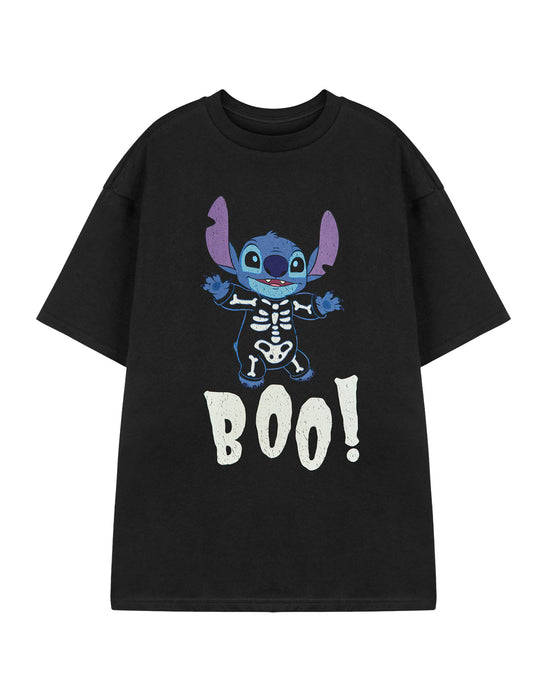 Disney Lilo & Stitch Boo Womens Black Short Sleeved T-Shirt