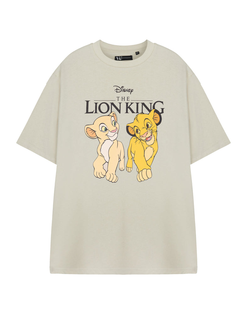 Disney The Lion King Simba & Nala Womens Beige Short Sleeved T-Shirt