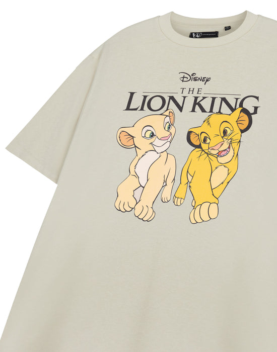 Disney The Lion King Simba & Nala Womens Beige Short Sleeved T-Shirt