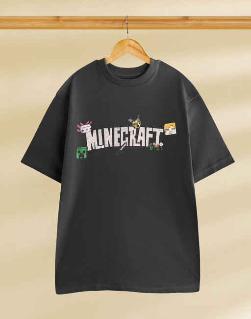 Minecraft Logo Womens Grey Short Sleeved T-Shirt