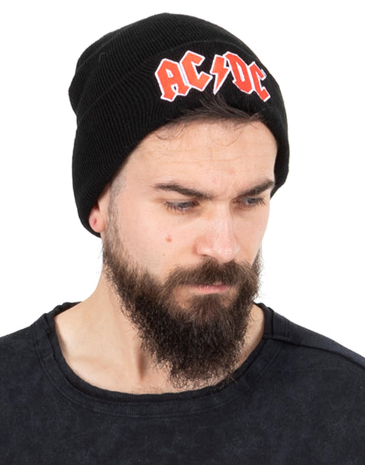 AC/DC Knitted Mens Black Beanie Hat