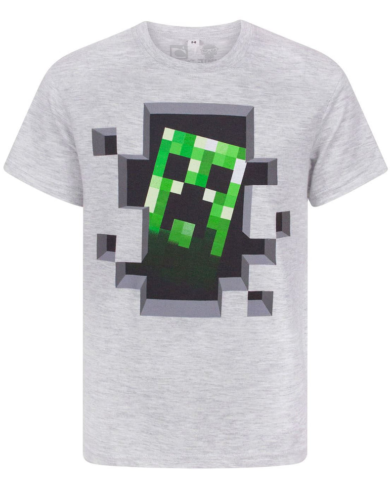 Minecraft Creeper Boys White Short Sleeved T-Shirt