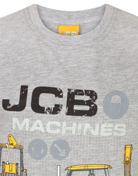 JCB Jcb Digger Unisex Kids Grey Short Sleeved T-Shirt