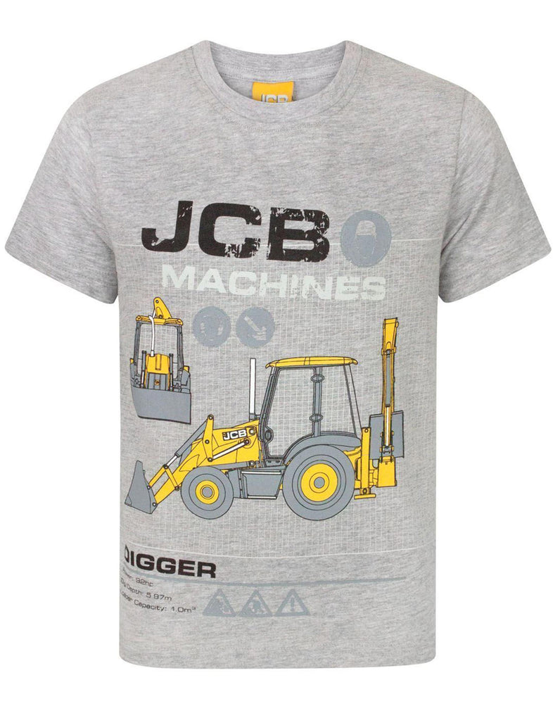 JCB Jcb Digger Unisex Kids Grey Short Sleeved T-Shirt