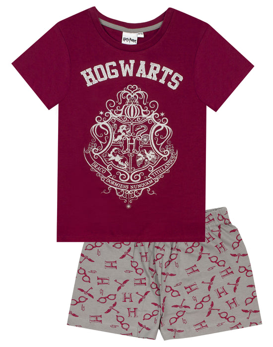 Harry Potter Girls Red Short Sleeve Short Leg Pyjama Set